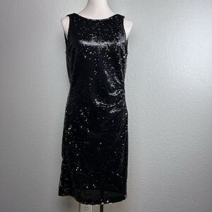 Zara Collection Women's Cocktail Dress Low Back Black Sequin Sleeveless Dress S